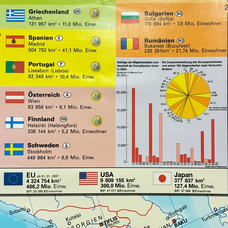 Vintage Schulkarte – Europäische Union – Erdkunde Geografie Lehrtafel Stiefel Rollbild Gebraucht