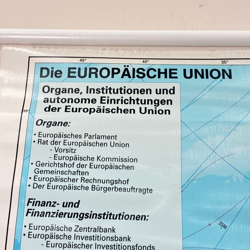 Vintage Schulkarte – Europäische Union – Erdkunde Geografie Lehrtafel Stiefel Rollbild Gebraucht