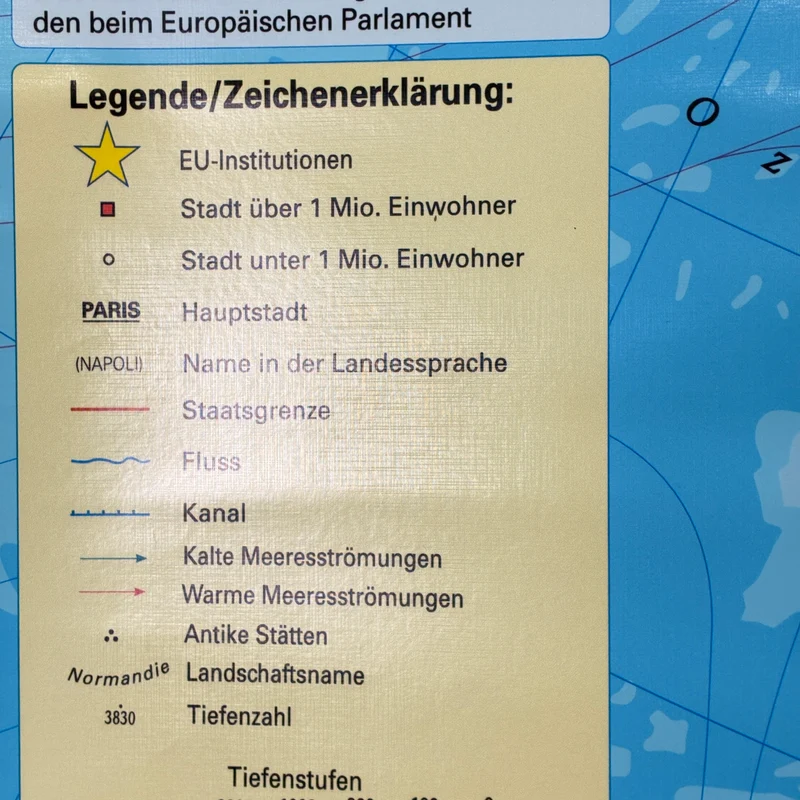 Vintage Schulkarte – Europäische Union – Erdkunde Geografie Lehrtafel Stiefel Rollbild Gebraucht