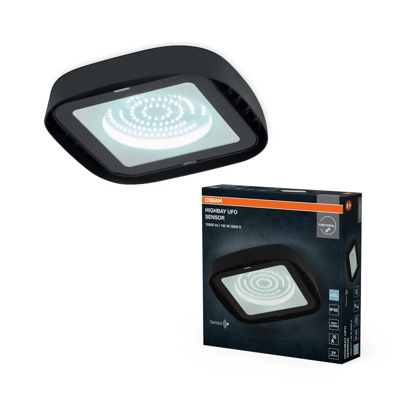 OSRAM Leuchte Schwarz, 6500 K, Tageslichtweiß, 130 W, Aluminium, 110° Abstrahlwinkel, 20.000 h Lebensdauer, 220-240 V
