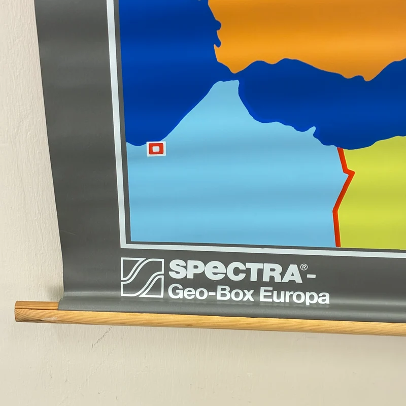 Vintage Schulkarte – Europa – Geografie Lehrtafel Spectra Rollbild Gebraucht