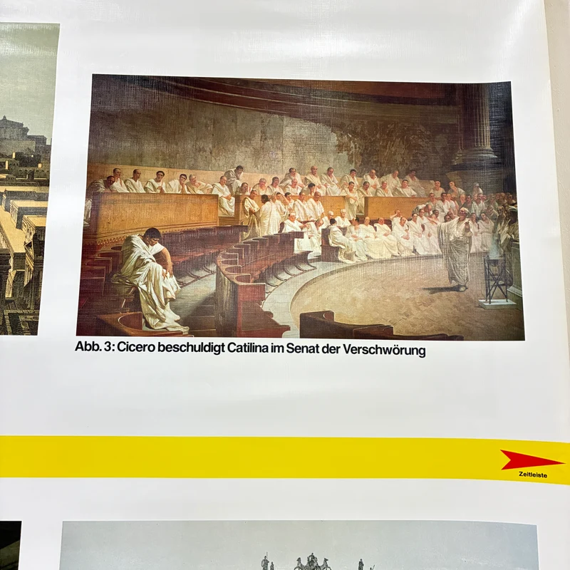 Vintage Schulkarte – Das römische Reich Teil 1 & 2 – Geschichte Lehrtafel Spectra Rollbild Gebraucht
