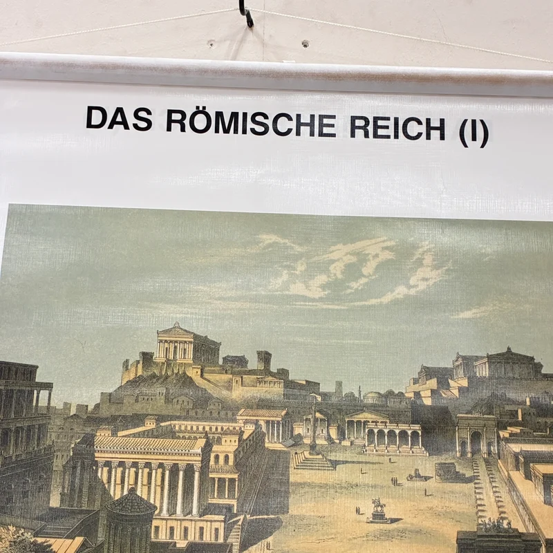 Vintage Schulkarte – Das römische Reich Teil 1 & 2 – Geschichte Lehrtafel Spectra Rollbild Gebraucht