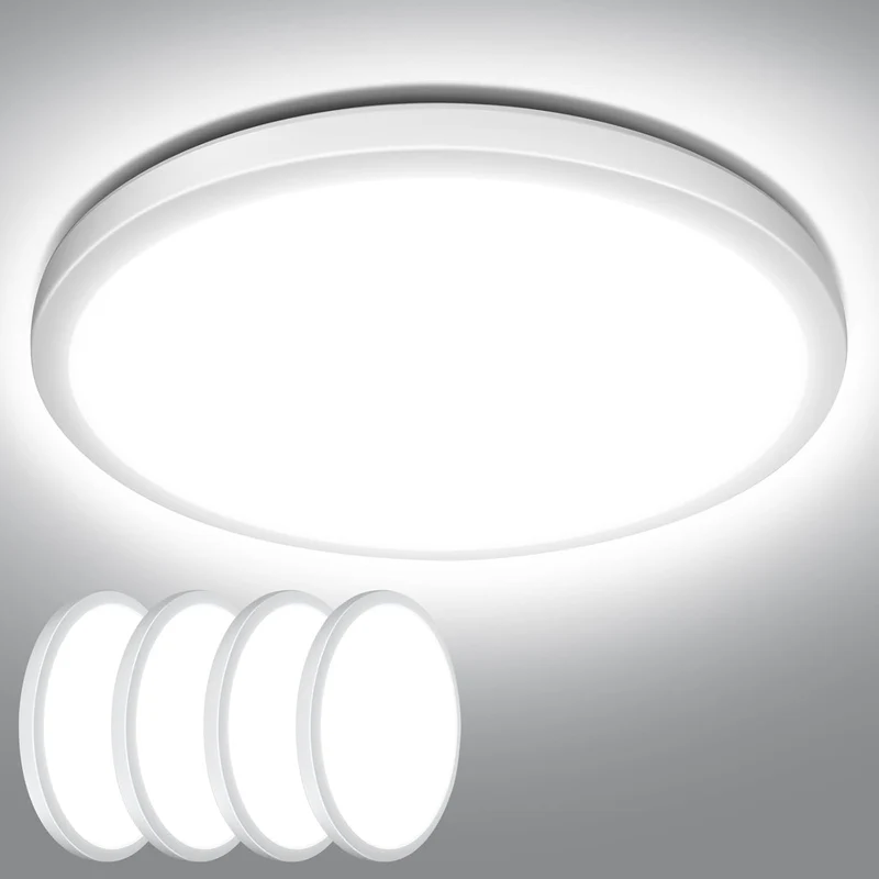Lepro Deckenlampe 18W, IP44 Wasserfest Deckenleuchte，5000K 1800LM Badezimmer Lampe, Kaltweiß Deckenleuchte Badezimmer, ideal Badezimmerlampe Decke für Bad Schlafzimmer Flur Wohnzimmer, Ø22cm, 4 Stücke