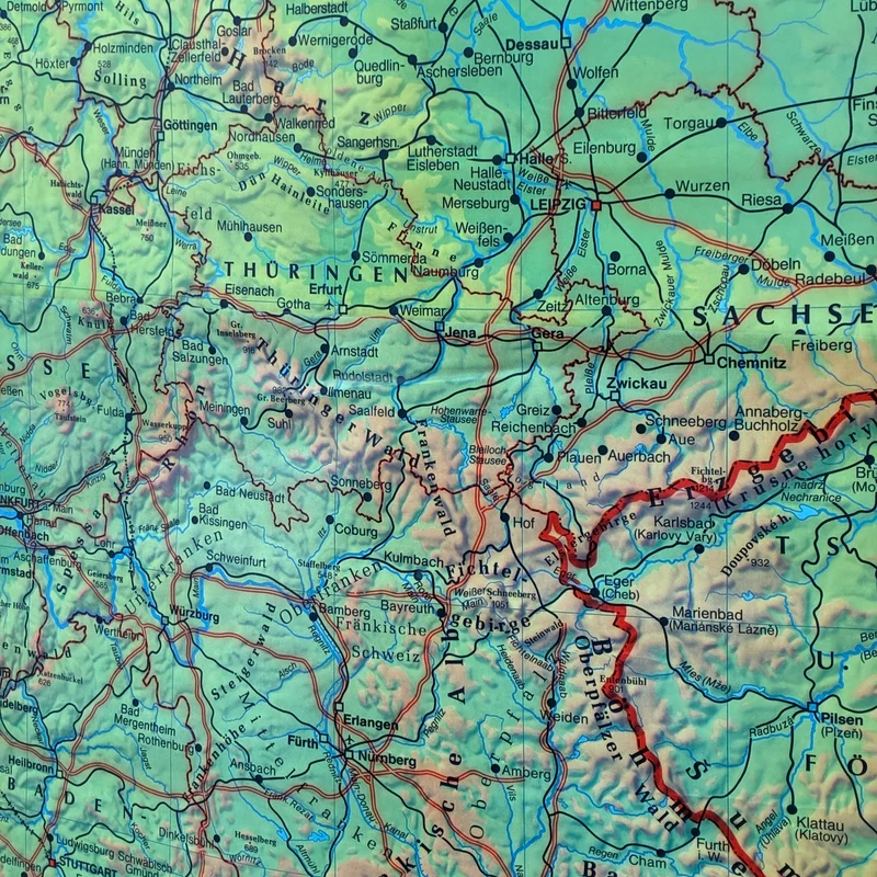 Vintage Schulkarte – Deutschland – Geografie Erdkunde Lehrtafel Stiefel Rollbild Gebraucht