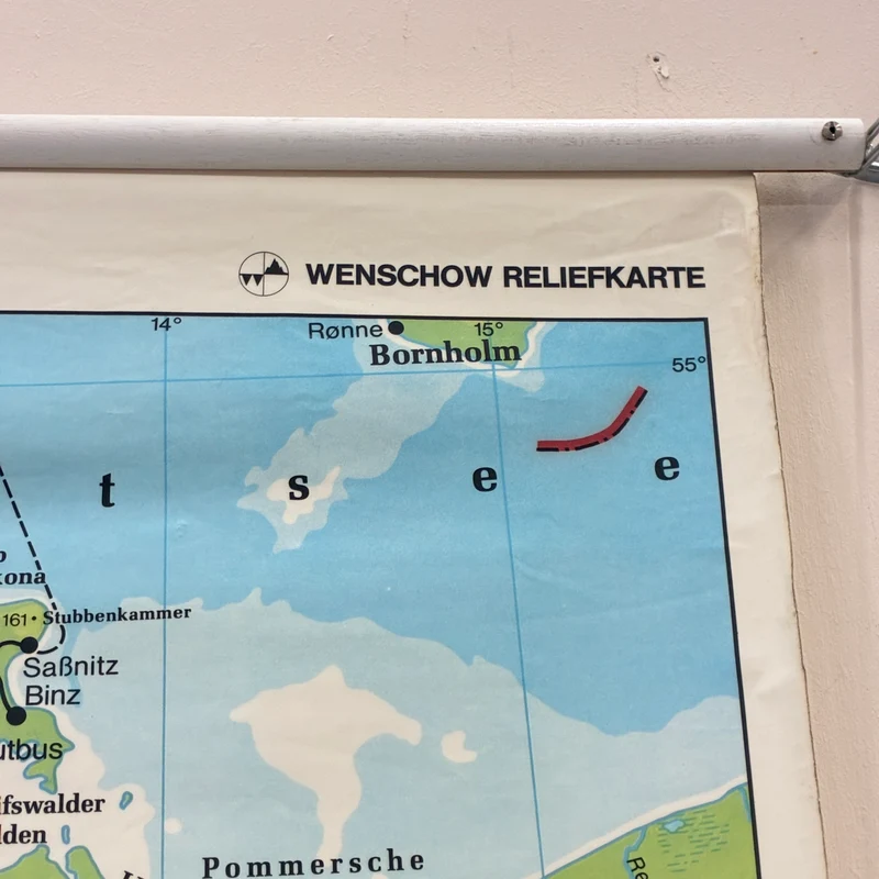 Vintage Schulkarte – Deutschland – Geografie Erdkunde Lehrtafel Stiefel Rollbild Gebraucht
