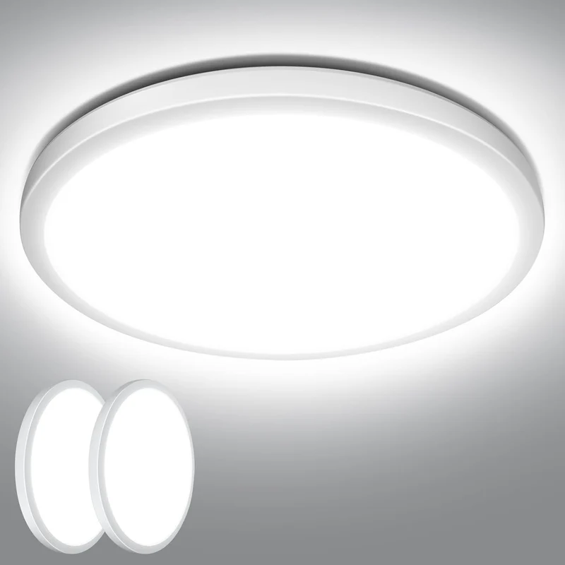 Lepro Deckenlampe 18W, IP44 Wasserfest Deckenleuchte，5000K 1800LM Badezimmer Lampe, Kaltweiß Deckenleuchte Badezimmer, ideal Badezimmerlampe Decke für Bad Schlafzimmer Flur Wohnzimmer, Ø22cm, 2 Stücke