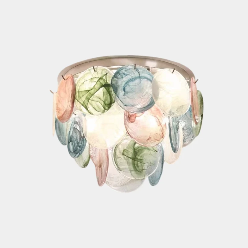 Colorful Murano Glass Seashell Disc Chandelier Ceiling Light