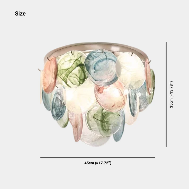 Colorful Murano Glass Seashell Disc Chandelier Ceiling Light
