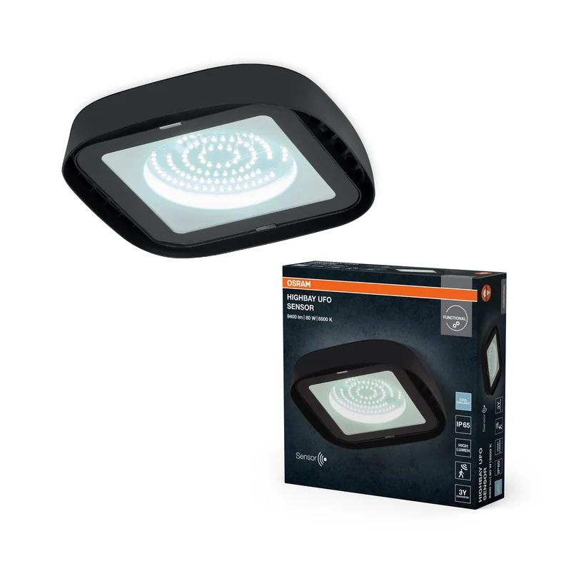 OSRAM Leuchte Schwarz, 6500 K, Tageslichtweiß, 80 W, Aluminium, 110° Abstrahlwinkel, 20.000 h Lebensdauer, 220-240 V