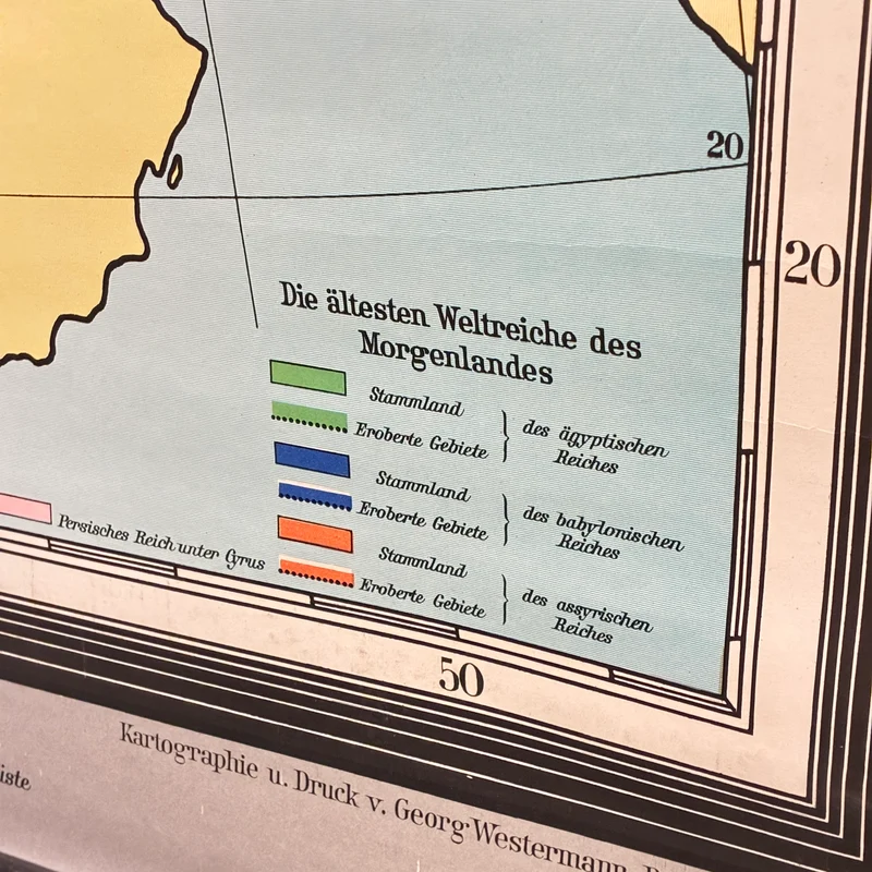 Vintage Schulkarte – biblische Erdkunde – Erdkunde Geografie Religion Lehrtafel Westermann Rollbild Gebraucht