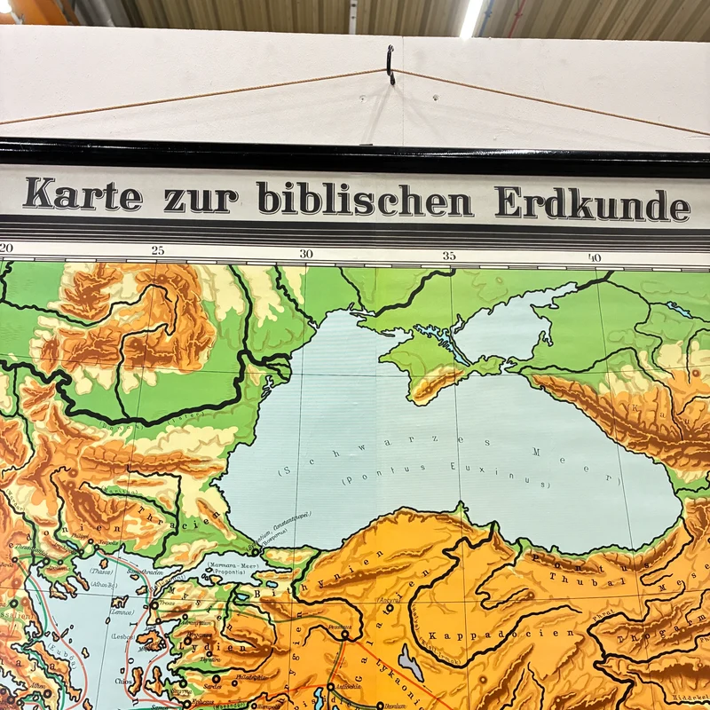 Vintage Schulkarte – biblische Erdkunde – Erdkunde Geografie Religion Lehrtafel Westermann Rollbild Gebraucht