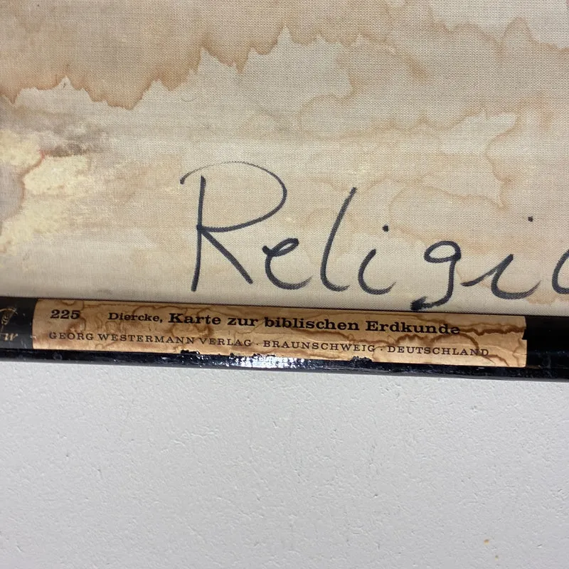 Vintage Schulkarte – biblische Erdkunde – Erdkunde Geografie Religion Lehrtafel Westermann Rollbild Gebraucht