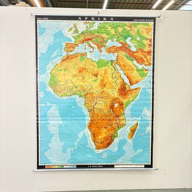 Vintage Schulkarte – Afrika – Geografie Erdkunde Lehrtafel Haack Painke Rollbild Gebraucht