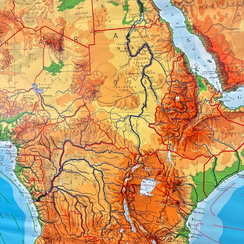 Vintage Schulkarte – Afrika – Geografie Erdkunde Lehrtafel Haack Painke Rollbild Gebraucht