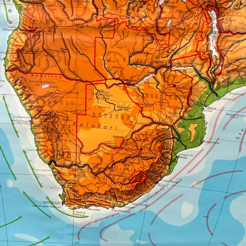 Vintage Schulkarte – Afrika – Geografie Erdkunde Lehrtafel Haack Painke Rollbild Gebraucht