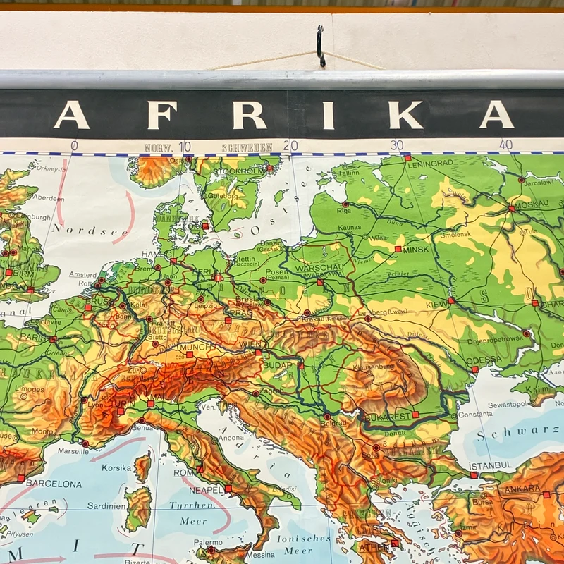 Vintage Schulkarte – Afrika – Geografie Erdkunde Lehrtafel Haack Painke Rollbild Gebraucht