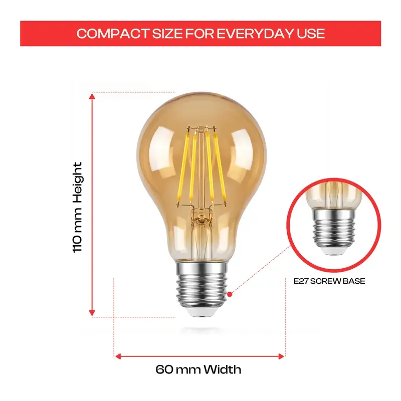 LED Dimmbar A60 E27 4W Edison Vintage Glühbirne 2700K ~3129