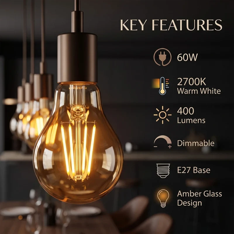 LED Dimmbar A60 E27 4W Edison Vintage Glühbirne 2700K ~3129