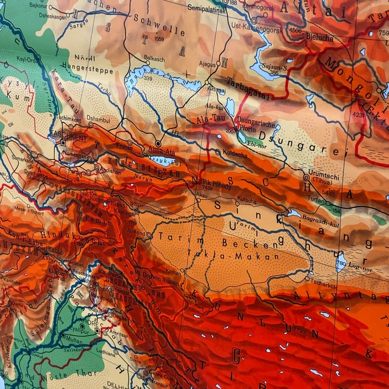 Vintage Schulkarte – Asien physisch – Erdkunde Geografie Lehrtafel Haack Painke Rollbild Gebraucht