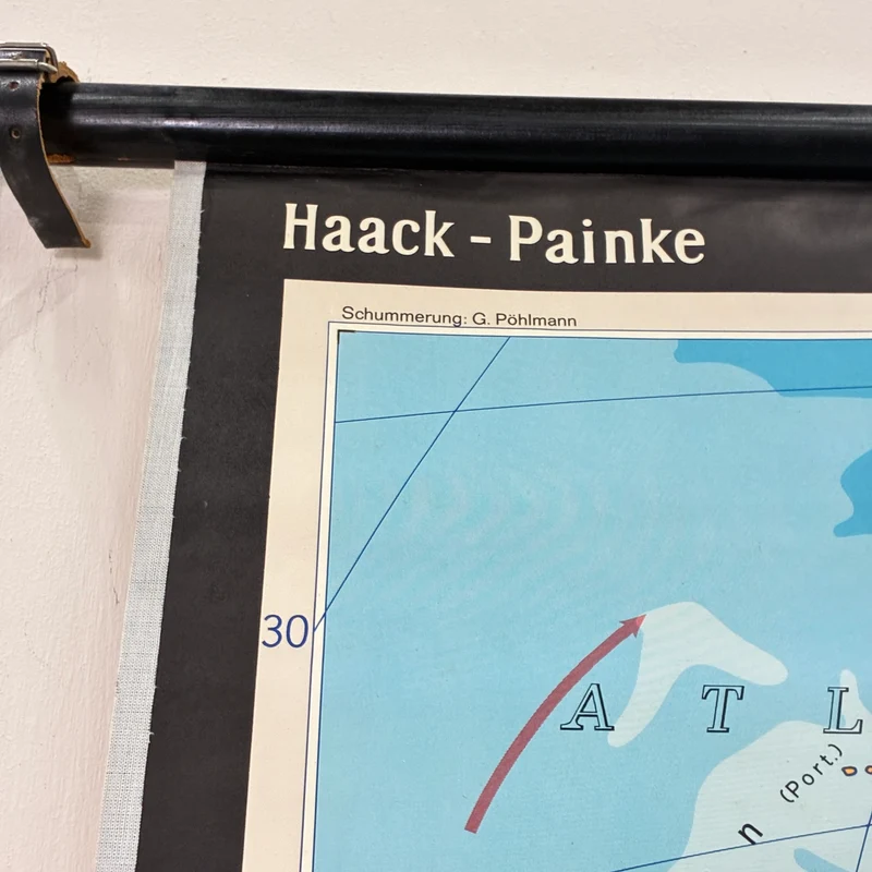 Vintage Schulkarte – Asien physisch – Erdkunde Geografie Lehrtafel Haack Painke Rollbild Gebraucht
