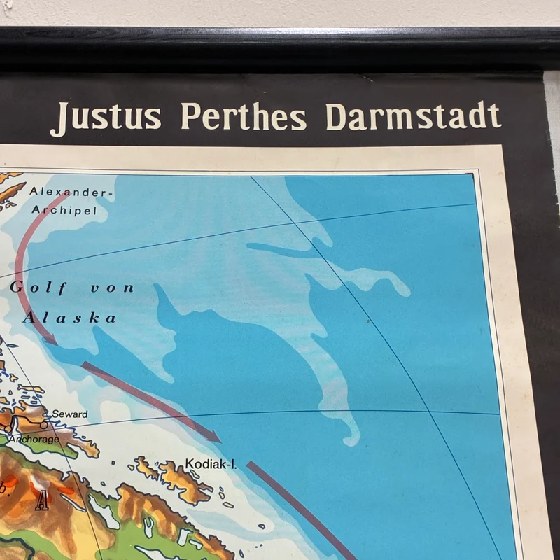 Vintage Schulkarte – Asien physisch – Erdkunde Geografie Lehrtafel Haack Painke Rollbild Gebraucht