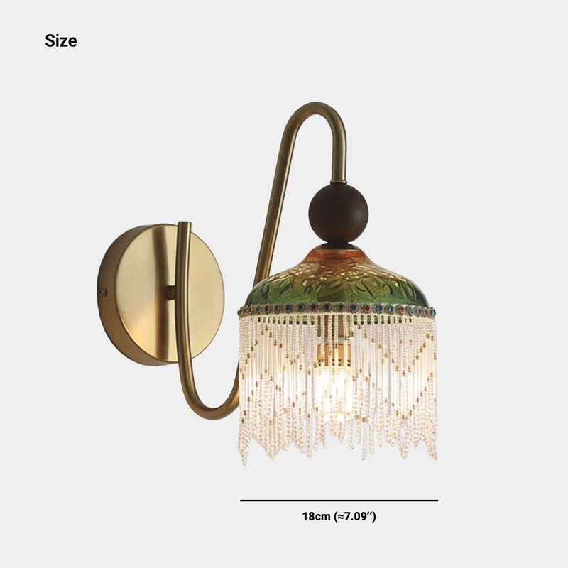 Vintage Tassel Wall Sconce Light with Crystal Fringe