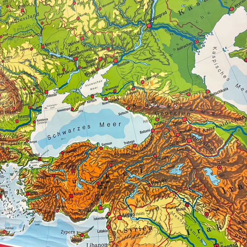 Vintage Schulkarte – Europa physisch – Westermann Geografie Lehrtafel Rollbild Gebraucht