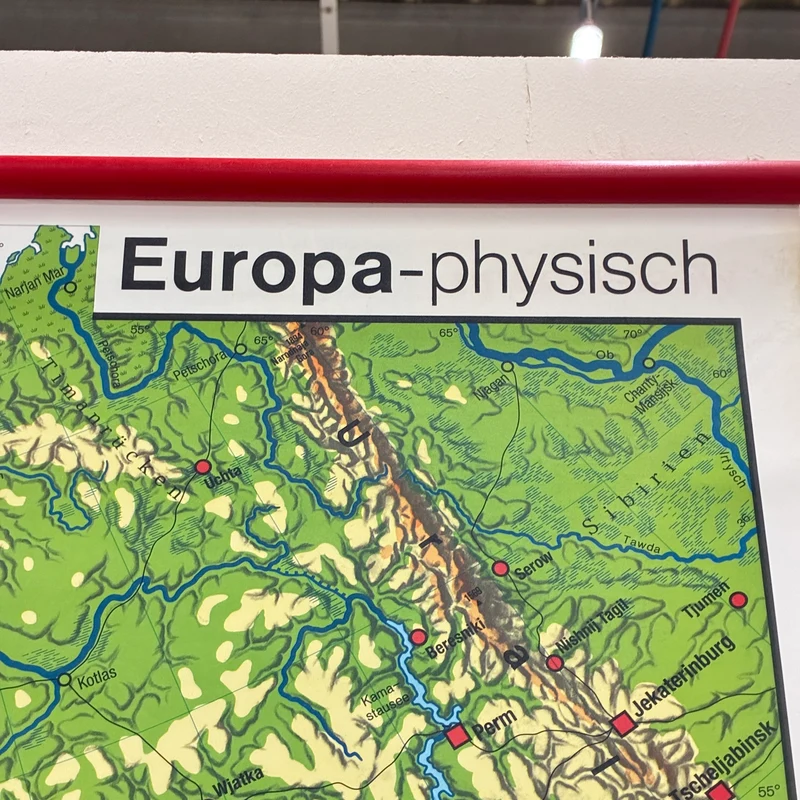 Vintage Schulkarte – Europa physisch – Westermann Geografie Lehrtafel Rollbild Gebraucht