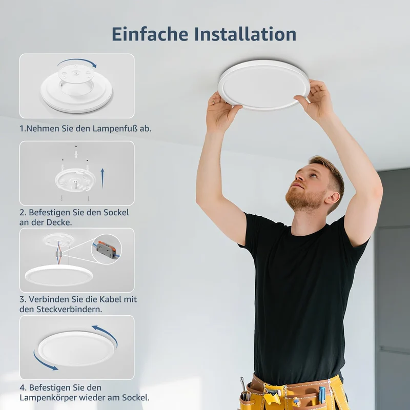 Lepro Deckenlampe 18W, IP44 Wasserfest Deckenleuchte，3000K 1800LM Badezimmer Lampe, Warmweiß Deckenleuchte Badezimmer, ideal Badezimmerlampe Decke für Bad Schlafzimmer Flur Wohnzimmer, Ø22cm, 2 Stücke