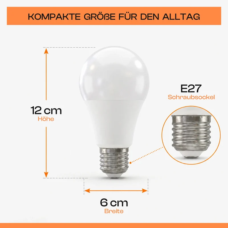 9W 820lm E27 LED-Glühbirne A60 GLS 6400K~4100