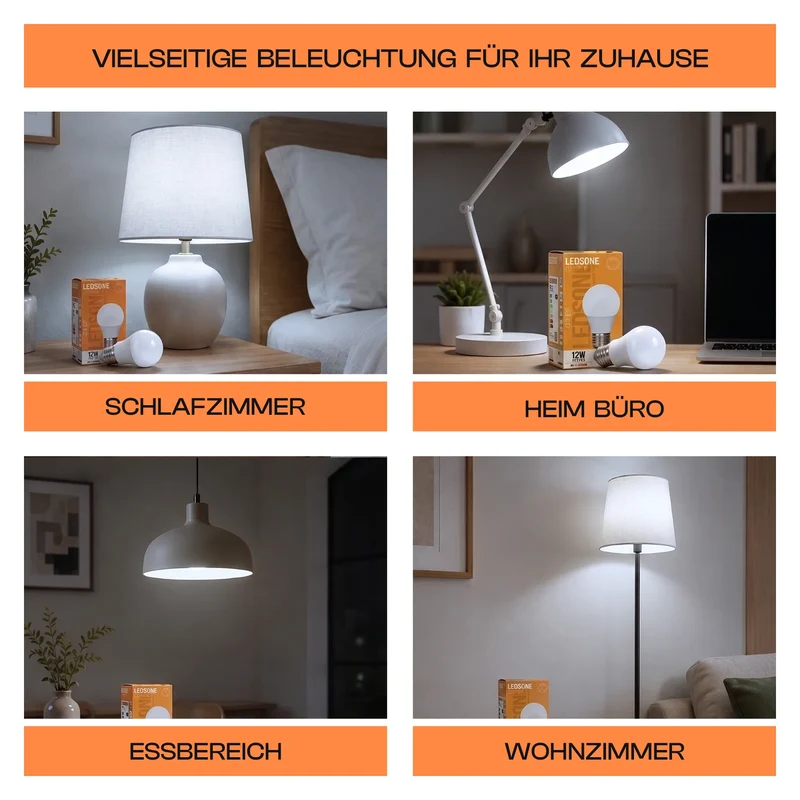 9W 820lm E27 LED-Glühbirne A60 GLS 6400K~4100