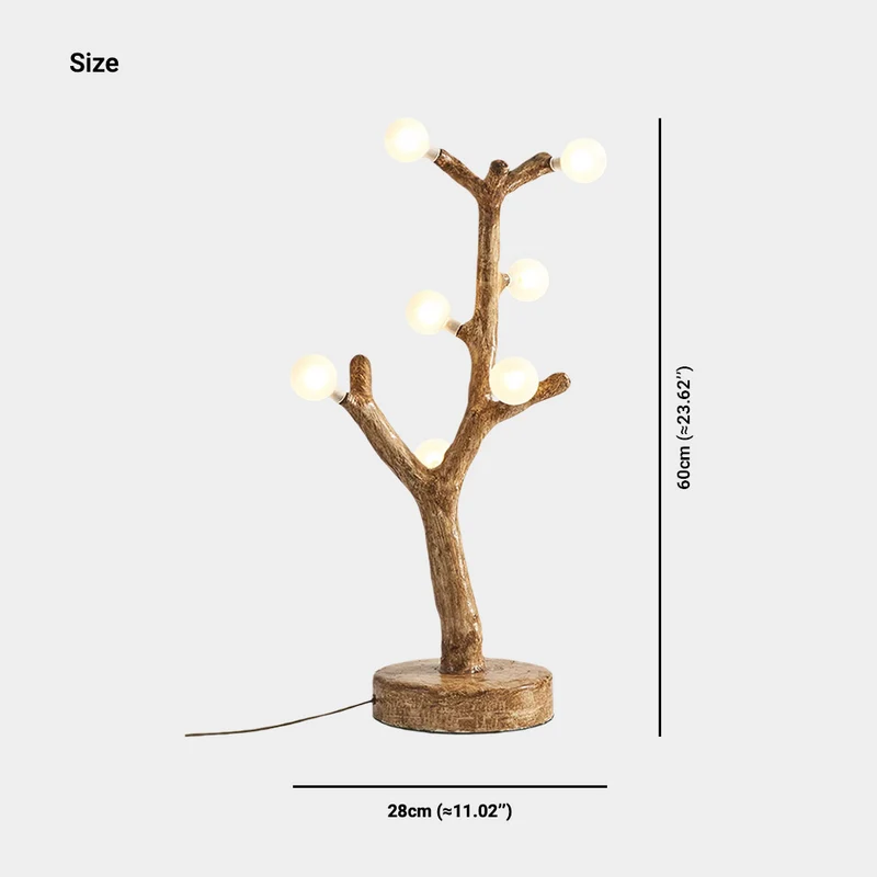 Tree Branch Table Lamp Glass Globe, Resin