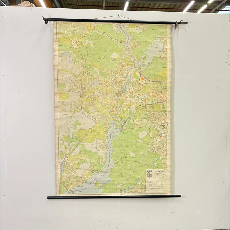 Vintage Schulkarte – Berlin Spandau – Erdkunde Geografie Lehrtafel Rollbild Gebraucht