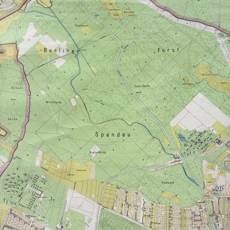 Vintage Schulkarte – Berlin Spandau – Erdkunde Geografie Lehrtafel Rollbild Gebraucht