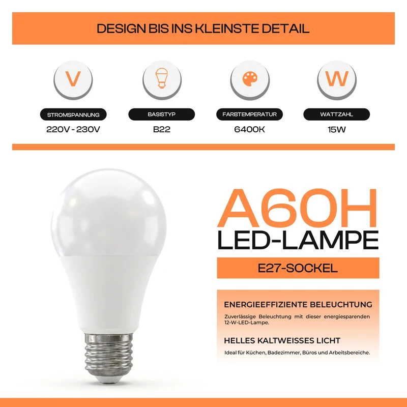 12W E27 A60 Bajonett LED Glühbirnen 1160 Lumen~4101