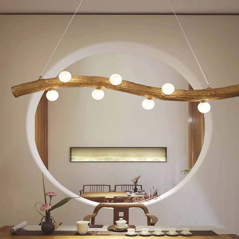 Branch Pendant Light Glass Globe Wavy Line