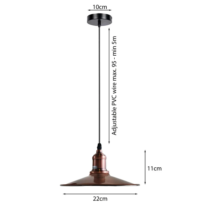Vintage Industrie-Pendelleuchte Kupfer – Retro Hängelampe E27 höhenverstellbar~4145