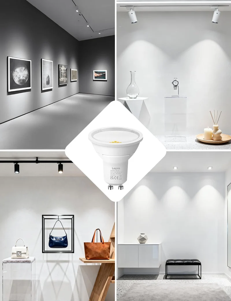 Lepro Energieklasse A GU10 LED Kaltwei? 3.3W Lampe, 590 lm, 6500K Tageslichtwei?, Nicht Dimmbar, Energiesparendes GU 10 LED Spot, 100¡ã Abstrahlwinkel f¨¹r B¨¹ro, Keller, Garage, Flur, 5 St¨¹ck