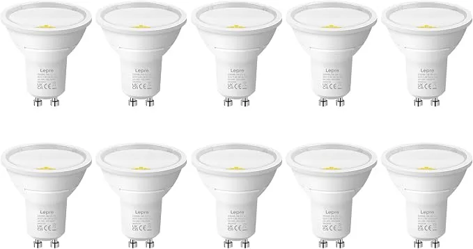 Lepro Energieklasse A GU10 LED Kaltwei? 3.3W Lampe, 590 lm, 6500K Tageslichtwei?, Nicht Dimmbar, Energiesparendes GU 10 LED Spot, 100¡ã Abstrahlwinkel f¨¹r B¨¹ro, Keller, Garage, Flur, 5 St¨¹ck