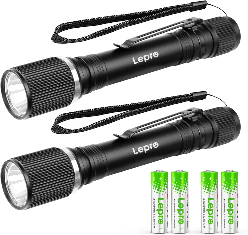 Lepro LED Taschenlampe Klein, Helle Stiftlampe mit Clip, 3 Modi Handlampe, IPX4 Wasserdicht, Robustes Aluminiumgeh?use f¨¹r Camping, Werkstatt, Wandern & Notf?lle, 4x AA Batterien Inklusive (2er-Pack)
