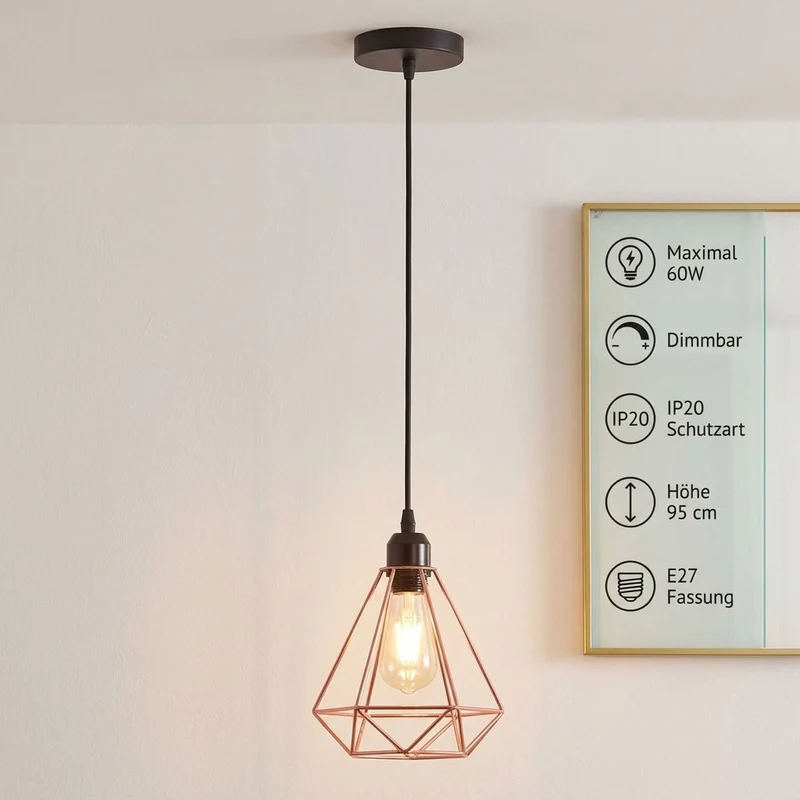 Retro Origami Hängelampe – Vintage Geometrische Pendelleuchte | E27 ~4153