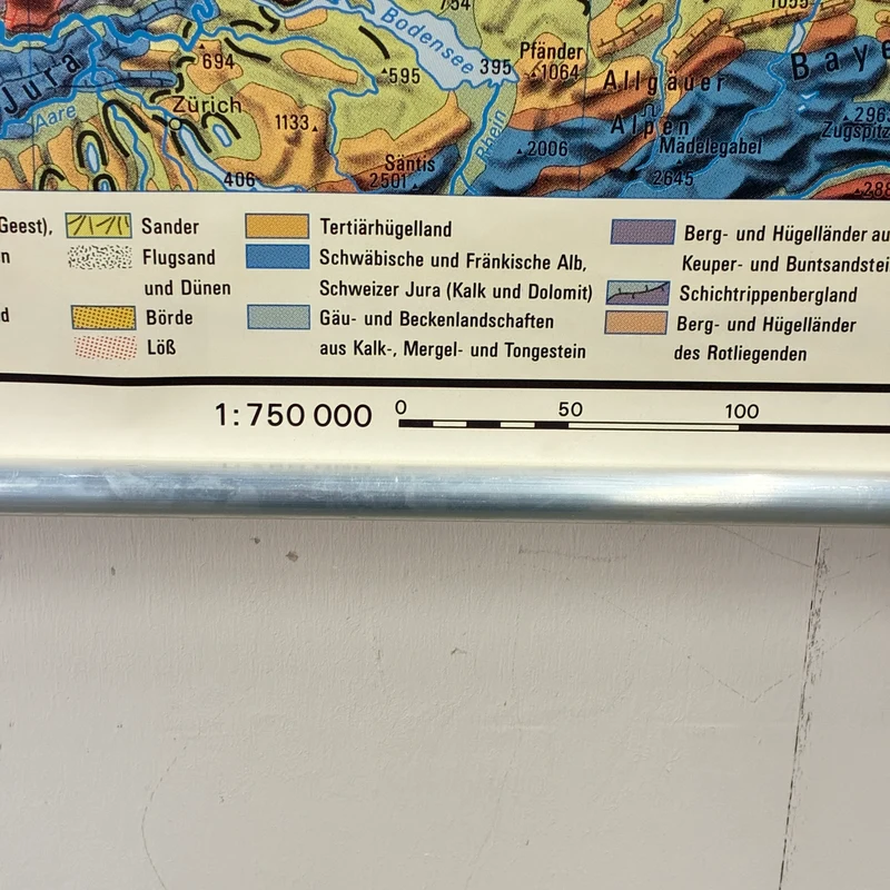 Vintage Schulkarte – Die Deutsche Naturlandschaft – Geografie Erdkunde Lehrtafel Rollbild Gebraucht