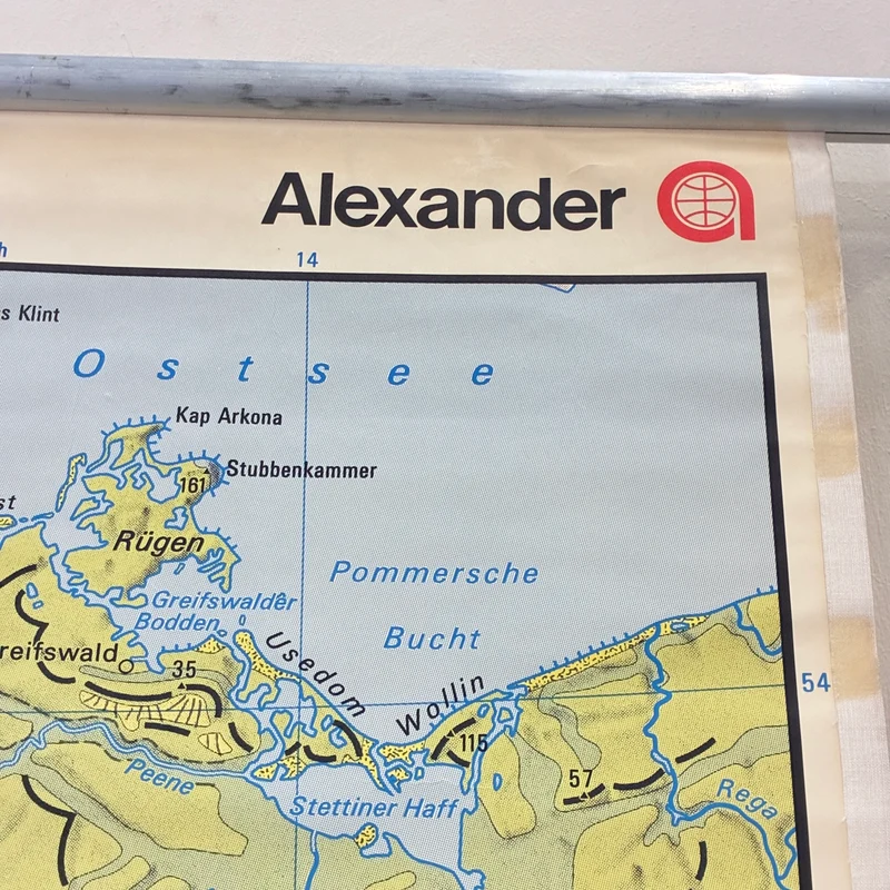 Vintage Schulkarte – Die Deutsche Naturlandschaft – Geografie Erdkunde Lehrtafel Rollbild Gebraucht