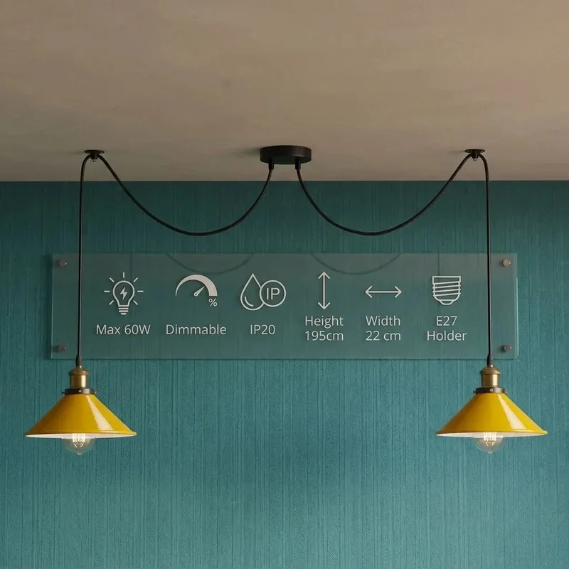 2 flammige Industrie Pendelleuchte – Dezentrale Lampe Esstisch Hängelampe | Ø 22cm | E27 ~4151