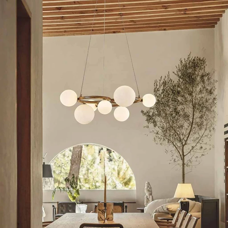 Tree Branch Ring Chandelier with Multiple Globes