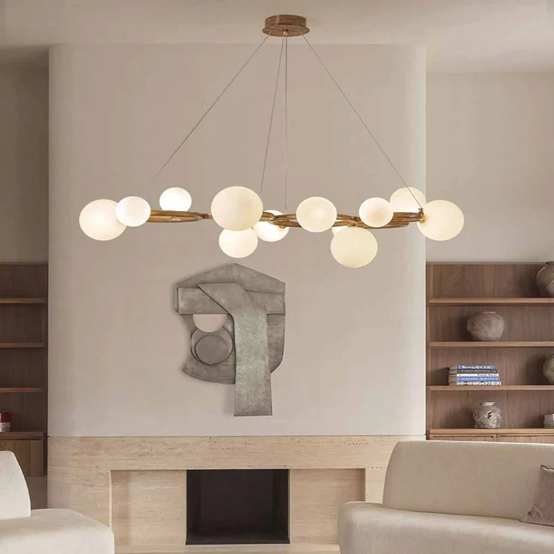 Tree Branch Ring Chandelier with Multiple Globes