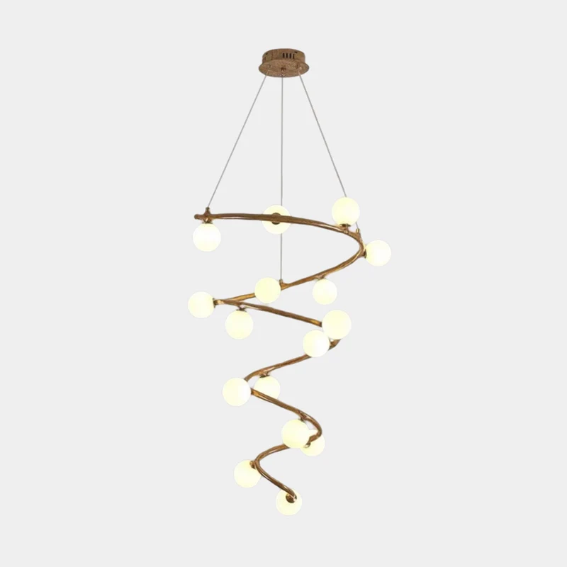 Tree Branch Spiral Chandelier Multi-Globe for High Ceiling