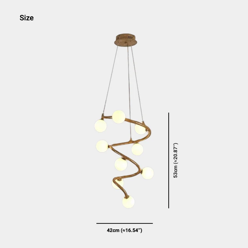 Tree Branch Spiral Chandelier Multi-Globe for High Ceiling