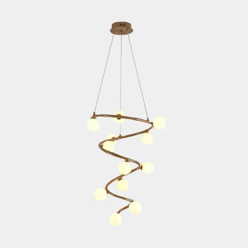 Tree Branch Spiral Chandelier Multi-Globe for High Ceiling